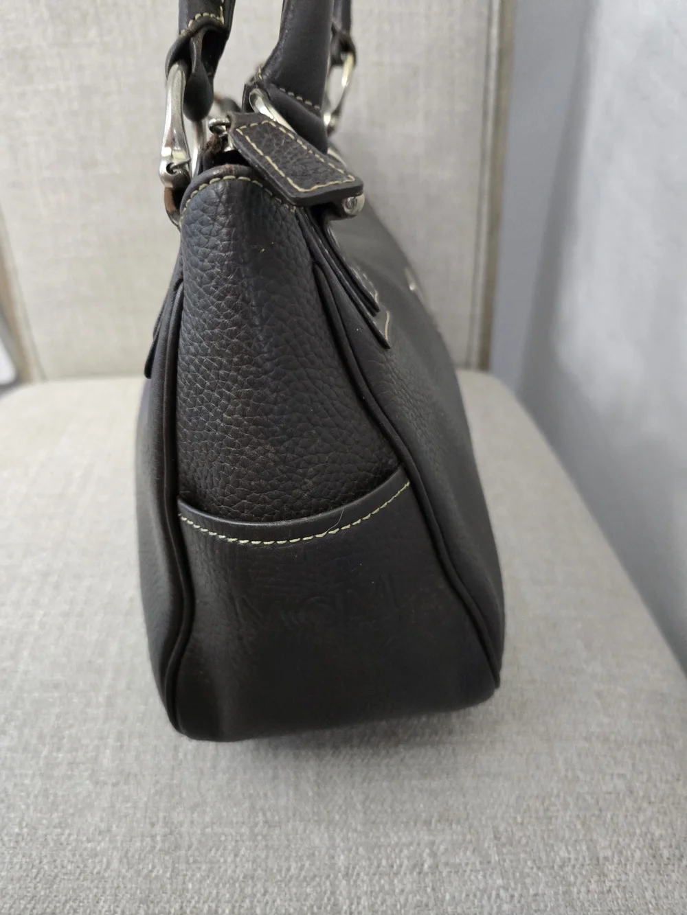 MCM EUC Vintage Dark Brown Pebbled Leather Shoulder Bag